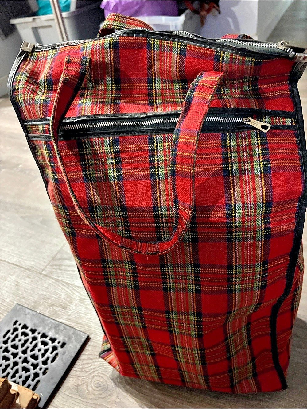Plaid Tote in Red & Black